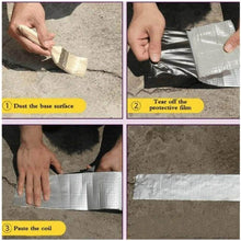 Load image into Gallery viewer, Step-by-step guide on applying a metal coil to a base surface with text labels.