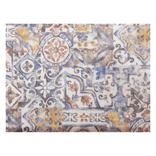 Load image into Gallery viewer, A rectangular anti-slip bathroom mat with a vintage old style design featuring floral and geometric patterns in a brown and yellow color palette.