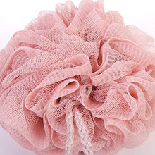 Load image into Gallery viewer, Pink exfoliating loofah bath sponge with long hanging string for easy drying