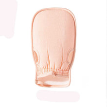 Load image into Gallery viewer, Exfoliating loofah glove in soft pink color for smooth and refreshed skin after each use.