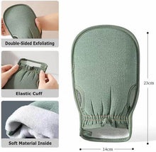 Load image into Gallery viewer, Exfoliating loofah glove with double-sided design, elastic cuff, and soft material for effective skin care.