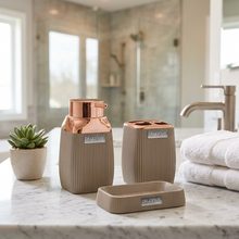 Load image into Gallery viewer, Bathroom Accessories Set - 3 Pcs Decor Bathroom Set (Stella) - Copper Frame