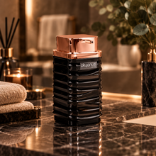 Load image into Gallery viewer, Black Luna soap dispenser with copper pump