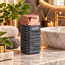 Load image into Gallery viewer, Grey Luna soap dispenser with copper pump