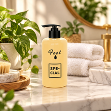 Load image into Gallery viewer, Yellow printed plastic soap dispenser on a bathroom counter