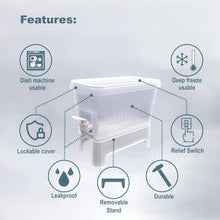 تحميل الصورة في عارض المعرض، 1 Pcs Beverage Dispenser with Dual-Use Stand - Plastic Food Container For Detox and Juice 4.5 Liters features including leakproof and durable design.
