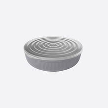 تحميل الصورة في عارض المعرض، Gray ceramic bowl with concentric circle pattern on a white background