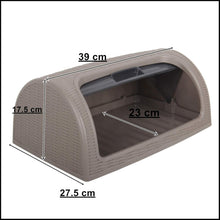 تحميل الصورة في عارض المعرض، Measurement chart of a pet house with dimensions labeled.