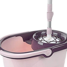 Load image into Gallery viewer, Purple and white spin mop with bucket on a white background