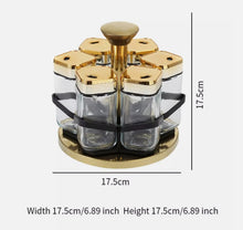 Load image into Gallery viewer, Shakers - Glass Spice seasoning jars Set of 6 with Stainless Steel Lids & Holder