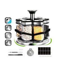 Load image into Gallery viewer, Shakers - Glass Spice seasoning jars Set of 6 with Stainless Steel Lids & Holder