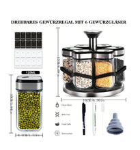 Load image into Gallery viewer, Shakers - Glass Spice seasoning jars Set of 6 with Stainless Steel Lids & Holder