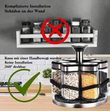 Load image into Gallery viewer, Shakers - Glass Spice seasoning jars Set of 6 with Stainless Steel Lids & Holder