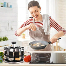 Load image into Gallery viewer, Shakers - Glass Spice seasoning jars Set of 6 with Stainless Steel Lids & Holder