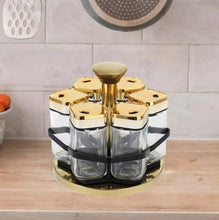 Load image into Gallery viewer, Shakers - Glass Spice seasoning jars Set of 6 with Stainless Steel Lids & Holder