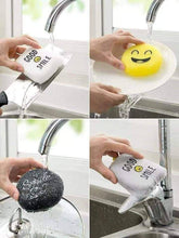 Load image into Gallery viewer, Collage of a smiley face soap bar being used in a sink.