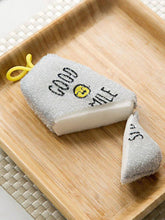 Load image into Gallery viewer, Decorative salt block with 'Good Life' text on a wooden tray.