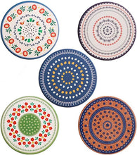 Load image into Gallery viewer, Set of five decorative plates with various patterns on a white background