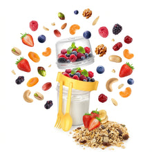تحميل الصورة في عارض المعرض، Cups/Mugs/Jars/Jugs - Cocktail mix mug - 650 ml with berries, nuts, and granola, colorful food container with utensils.