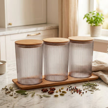 تحميل الصورة في عارض المعرض، Acrylic Canisters Set with Wooden Lids - 3 x 800 ml