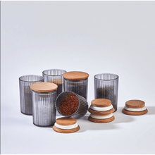 Load image into Gallery viewer, Food Storage Containers set - Acrylic Canisters With Wooden Lid & Wooden Tray - Set of 3 x 800 ml