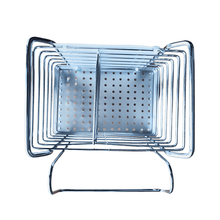 تحميل الصورة في عارض المعرض، Cutlery Holder - 2 Compartments & Hooks Organizer - Square Double Grid Knife and Fork Holder - Metal Utensil Drying Rack