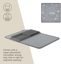 تحميل الصورة في عارض المعرض، 2-in-1 Dish Drying Mat with Removable Rack | Super-Absorbent Microfiber Kitchen Organizer