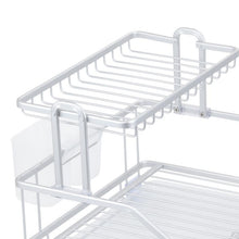 تحميل الصورة في عارض المعرض، White metal wall-mounted storage shelf with two tiers on a white background