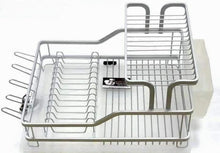 تحميل الصورة في عارض المعرض، Silver dish rack with cutlery holder on a white background