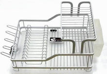 تحميل الصورة في عارض المعرض، Silver dish rack with cutlery holder on a white background
