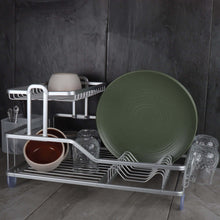 تحميل الصورة في عارض المعرض، Dish Drying Rack with Drainboard & Utensil Holder – Lightweight, Space-Saving & Anti-rust - 2-Tiers Rustproof Aluminum