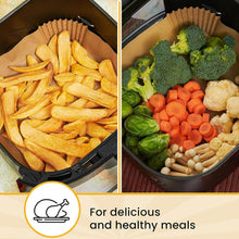 Load image into Gallery viewer, Disposable Air Fryer Paper Liners (100-Pack) | 15cm Square Non-Stick Papers