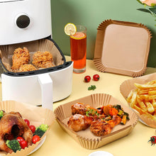 Load image into Gallery viewer, Disposable Air Fryer Paper Liners (100-Pack) | 15cm Square Non-Stick Papers