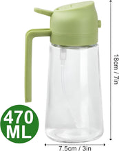 تحميل الصورة في عارض المعرض، A clear plastic squeeze bottle with a light green cap and handle, shown with dimension labels indicating 18 cm height and 7.5 cm width, plus a green circular badge reading 470 ML.