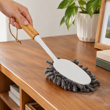 Load image into Gallery viewer, Grey duster with wooden handle on a wooden table