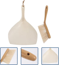 Load image into Gallery viewer, Dustpan set with bamboo handle brush and shovel, ideal for compact household cleaning and easy storage.