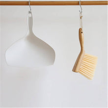 Load image into Gallery viewer, Dustpan set with bamboo handle brush and shovel, ideal for household cleaning and easy storage.