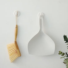Load image into Gallery viewer, Dustpan set featuring a bamboo-handled brush and a white shovel, perfect for mini desktop cleaning.