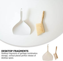 Load image into Gallery viewer, Dustpan set with bamboo handle broom and shovel, ideal for quick cleanups and compact storage.
