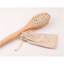 تحميل الصورة في عارض المعرض، Wooden brush with natural bristles and a matching drawstring bag on a light background