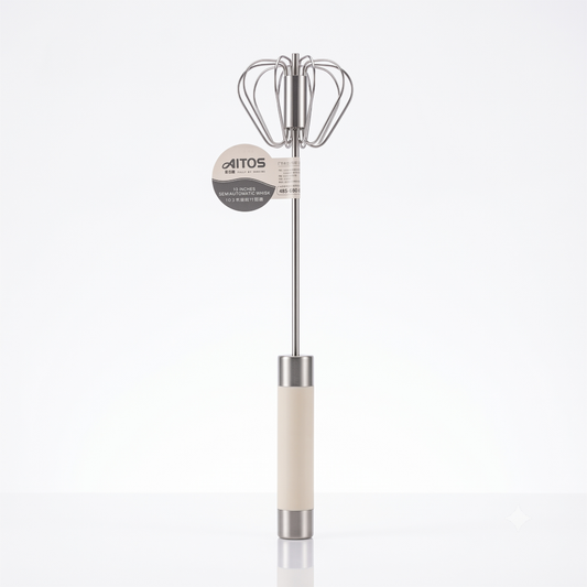1 Pc Semi-Automatic Egg & Cappuccino Beater (27x5cm) | Hand-Push Rotary Whisk & Milk Frother