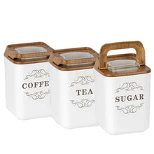 Load image into Gallery viewer, Food Storage Coffee Containers Set -Tea and Sugar Acrylic Canisters - Set of 3 x 900 ml