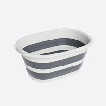 Load image into Gallery viewer, Gray and white striped container on a white background