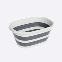 Load image into Gallery viewer, Gray and white striped container on a white background