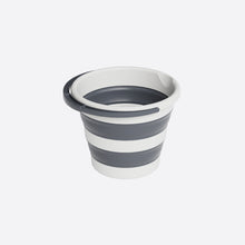 Load image into Gallery viewer, Collapsible cup with gray and white stripes on a white background