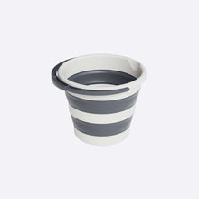 Load image into Gallery viewer, Collapsible cup with gray and white stripes on a white background