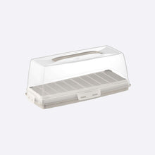 Load image into Gallery viewer, Transparent plastic container with a white lid on a light gray background