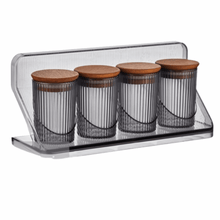 Load image into Gallery viewer, Food Storage Container - Set of 5 (100 ml. x 4 Jars & Stand) Airtight Acrylic Storage Containers