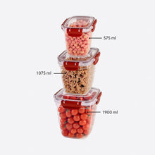 تحميل الصورة في عارض المعرض، Food Storage Containers - Plastic Sealed High Square Set of 3 (575 - 1075 - 1900 ml)