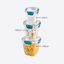 تحميل الصورة في عارض المعرض، Food Storage Containers - Plastic Sealed High Square Set of 3 (575 - 1075 - 1900 ml)